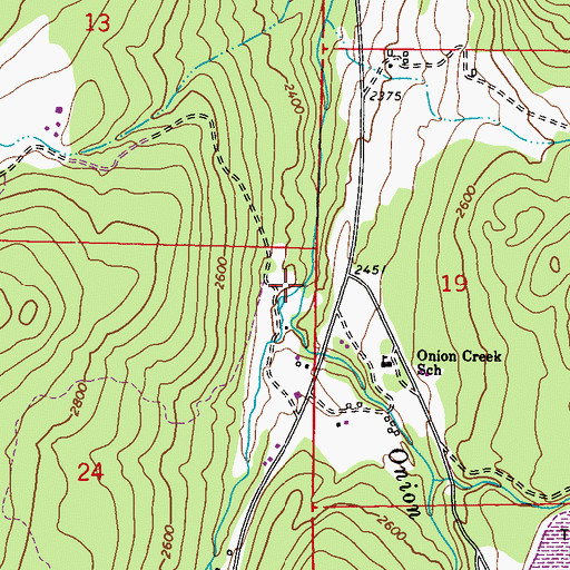 Topographic Map of West Fork Onion Creek, WA