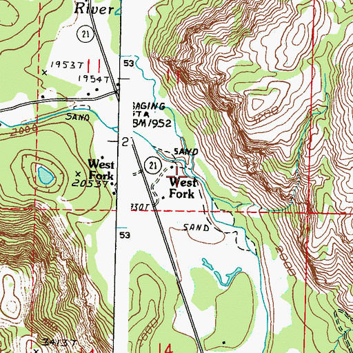 Topographic Map of West Fork Sanpoil River, WA
