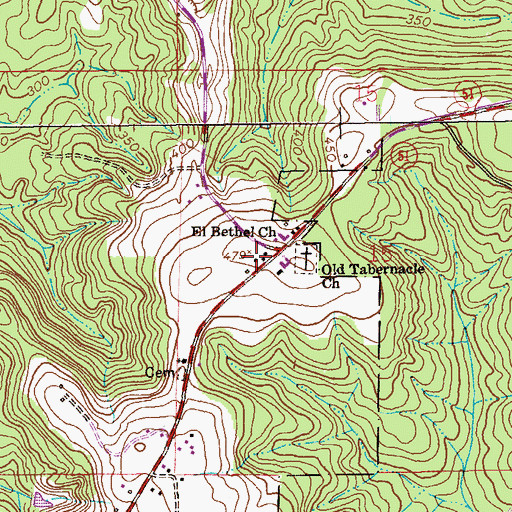 Topographic Map of Old Tabernacle Methodist Church, AL
