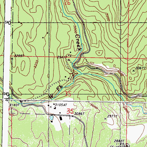 Topographic Map of West Fork Trout Creek, WA