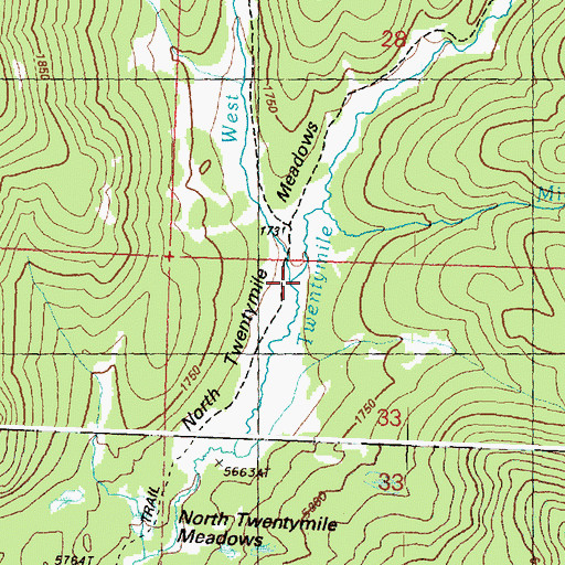 Topographic Map of West Fork Twentymile Creek, WA