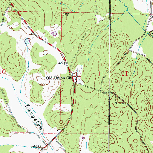 Topographic Map of Old Union Church, AL