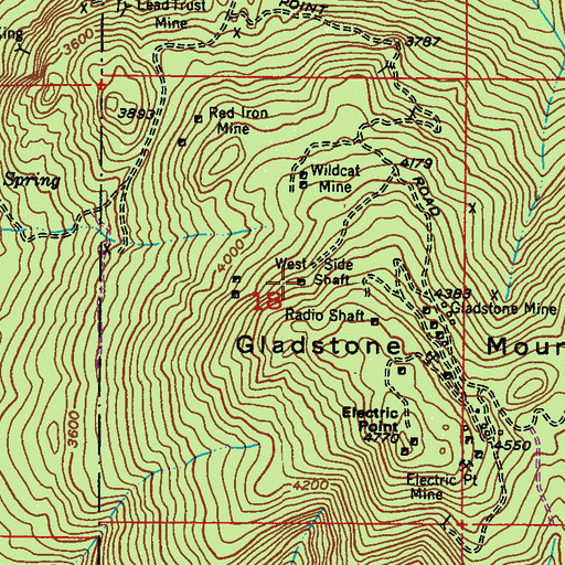 Topographic Map of West Side Shaft, WA