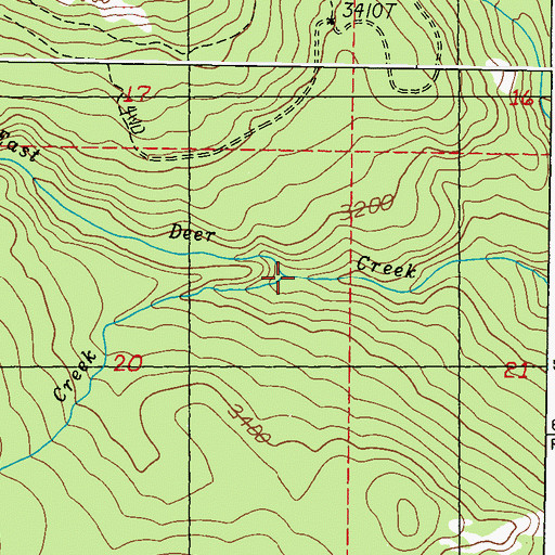 Topographic Map of Wheeler Creek, WA