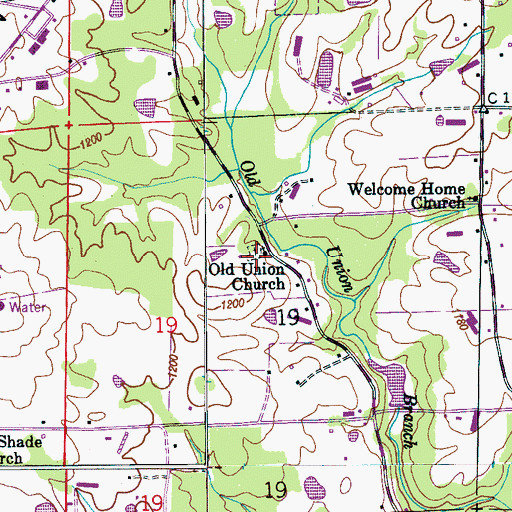 Topographic Map of Old Union Church, AL