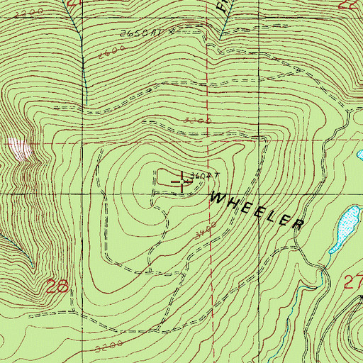 Topographic Map of Wheeler Mountain, WA