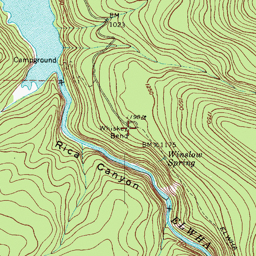 Topographic Map of Whiskey Bend, WA