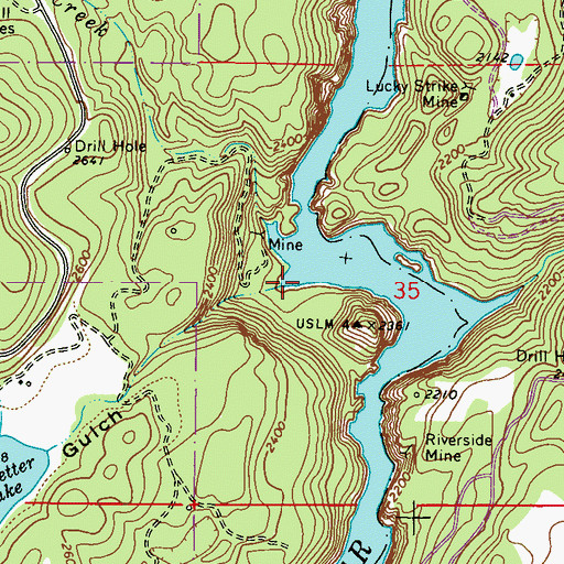 Topographic Map of Whiskey Gulch, WA