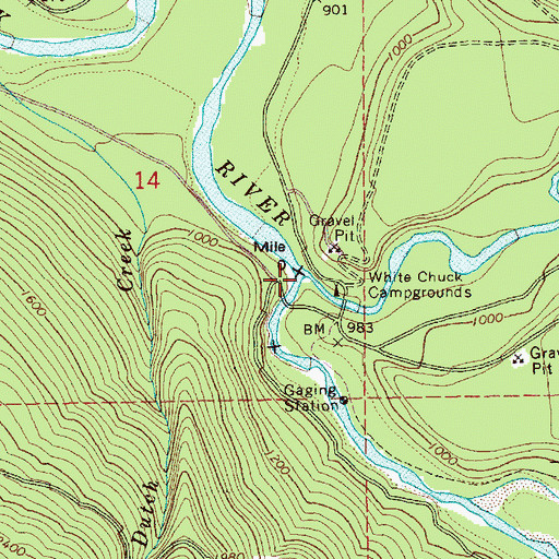 Topographic Map of White Chuck River, WA