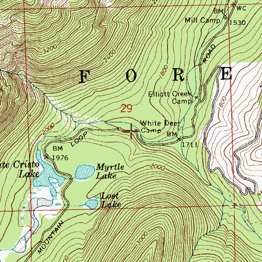 Topographic Map of White Deer Camp, WA