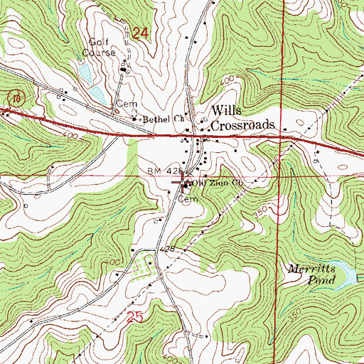Topographic Map of Old Zion Baptist Church, AL