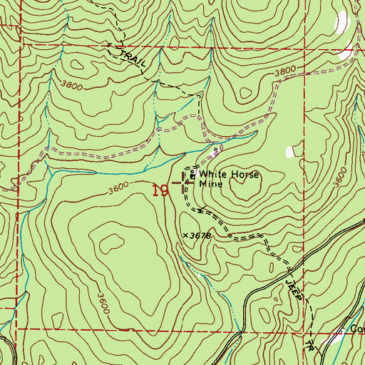 Topographic Map of White Horse Mine, WA