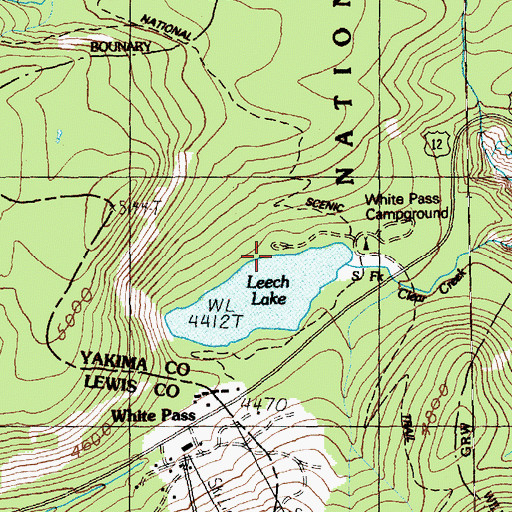Topographic Map of White Pass Campground, WA