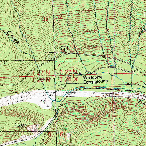 Topographic Map of White Pine Campground, WA