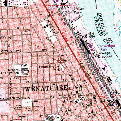 Topographic Map of Whitman School, WA