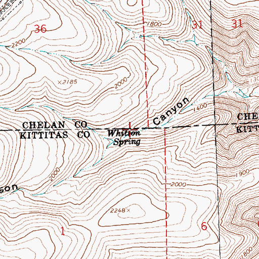 Topographic Map of Whitson Spring, WA