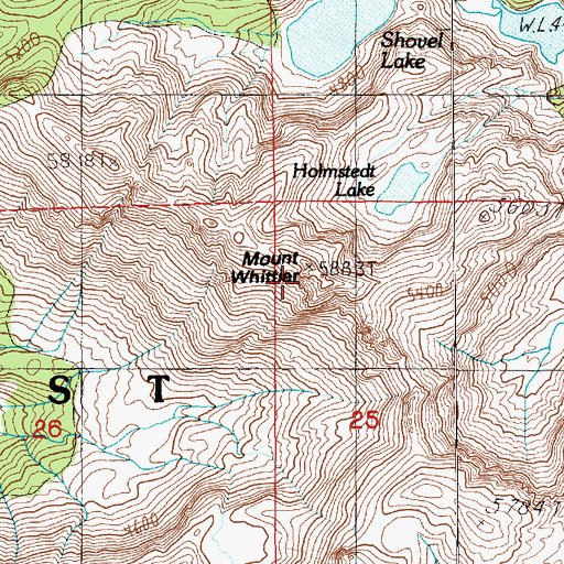 Topographic Map of Mount Whittier, WA