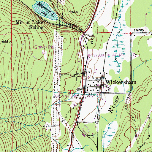 Topographic Map of Wickersham, WA