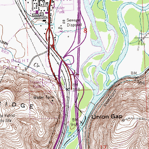Topographic Map of Wide Hollow Creek, WA