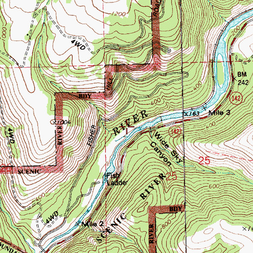 Topographic Map of Wide Sky Canyon, WA