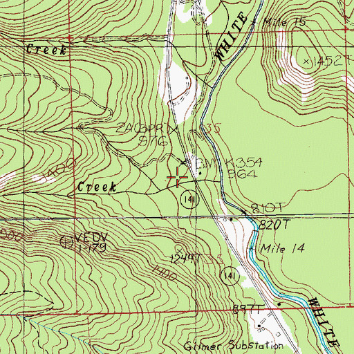 Topographic Map of Wieberg Creek, WA