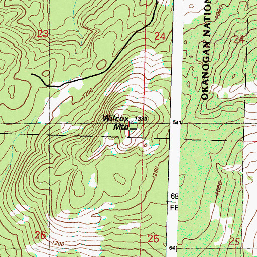 Topographic Map of Wilcox Mountain, WA