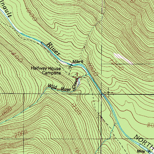 Topographic Map of Wild Rose Creek, WA