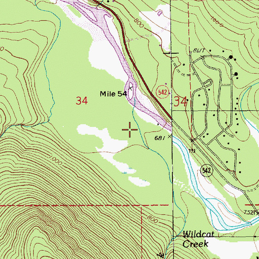 Topographic Map of Wildcat Creek, WA