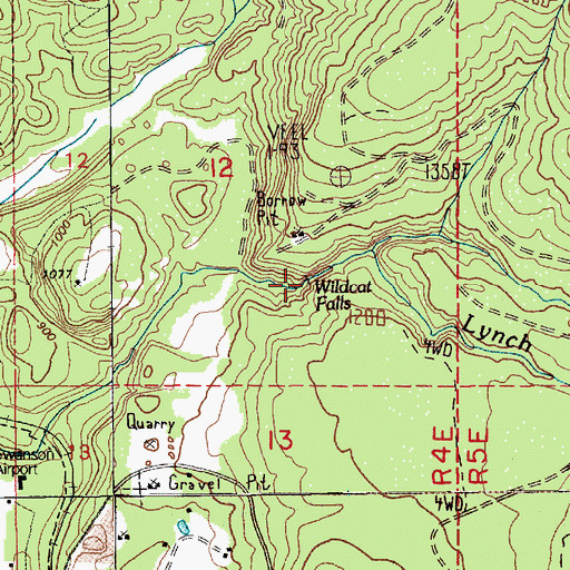 Topographic Map of Wildcat Falls, WA