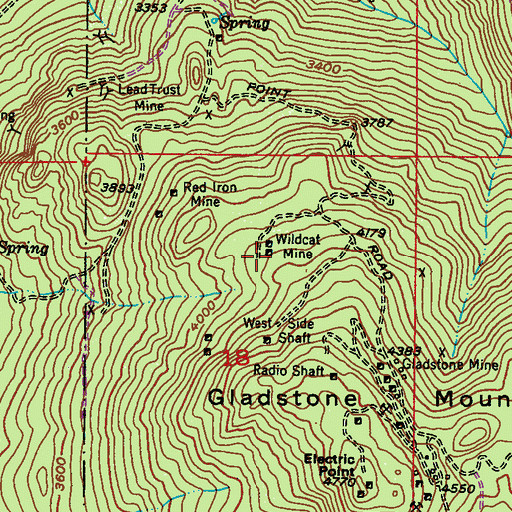 Topographic Map of Wildcat Mine, WA