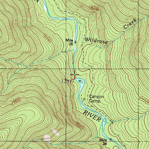 Topographic Map of Wildrose Creek, WA