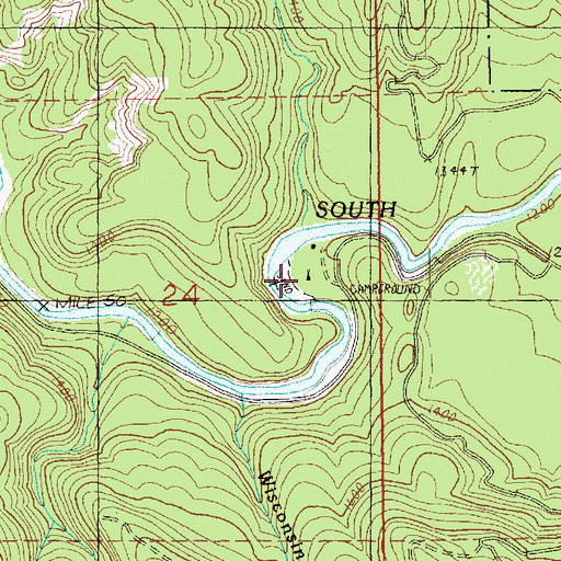 Topographic Map of Wiley Creek Camp, WA