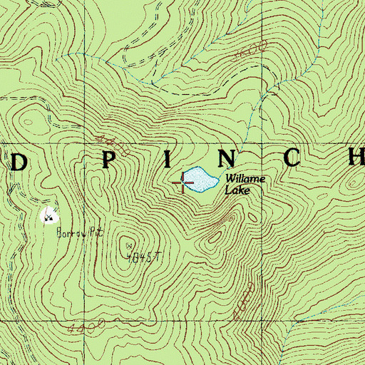 Topographic Map of Willame Lake, WA