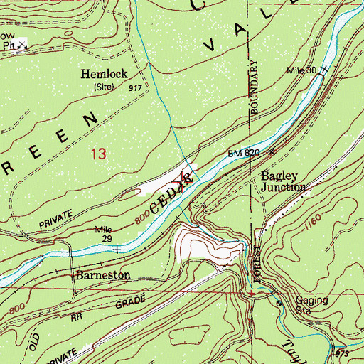 Topographic Map of Williams Creek, WA