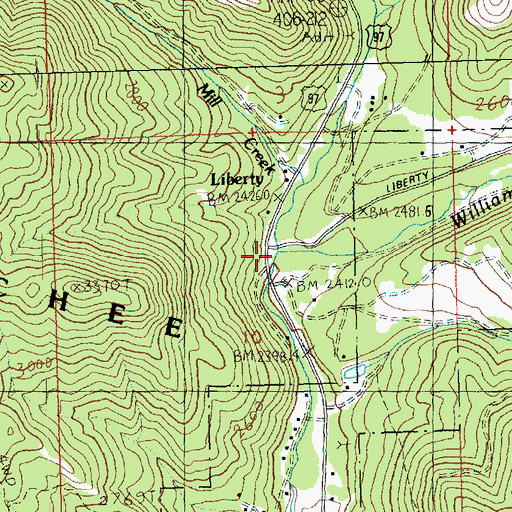 Topographic Map of Williams Creek, WA