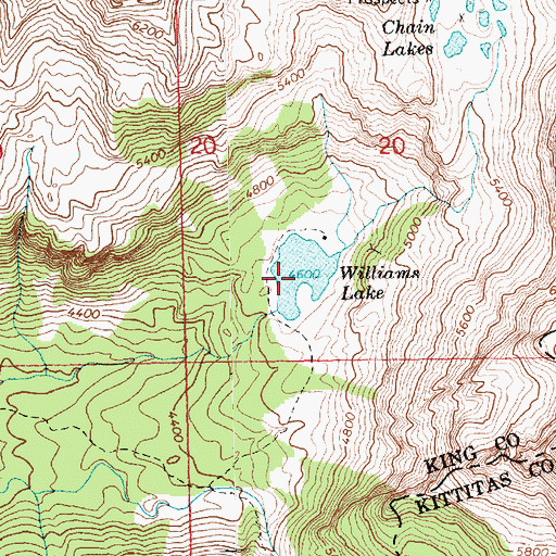 Topographic Map of Williams Lake, WA