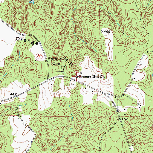 Topographic Map of Orange Hill Baptist Church, AL
