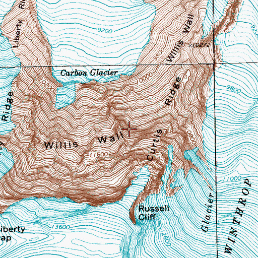 Topographic Map of Willis Wall, WA
