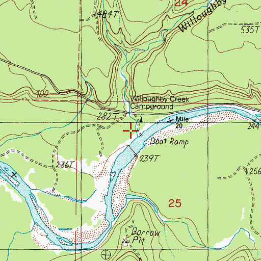 Topographic Map of Willoughby Creek, WA