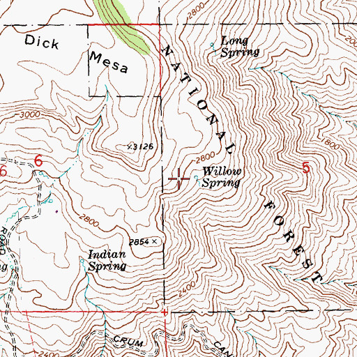 Topographic Map of Willow Spring, WA