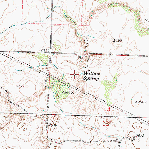 Topographic Map of Willow Spring, WA