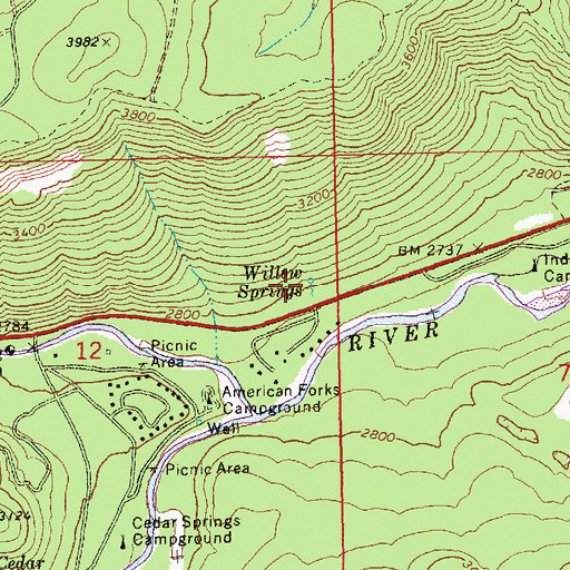 Topographic Map of Willow Springs, WA