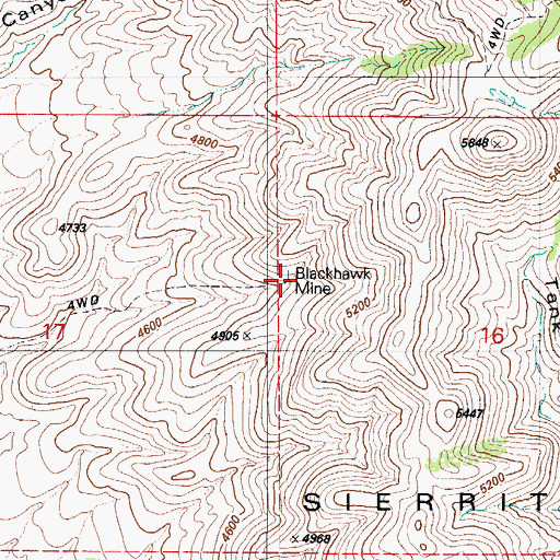 Topographic Map of Blackhawk Mine, AZ