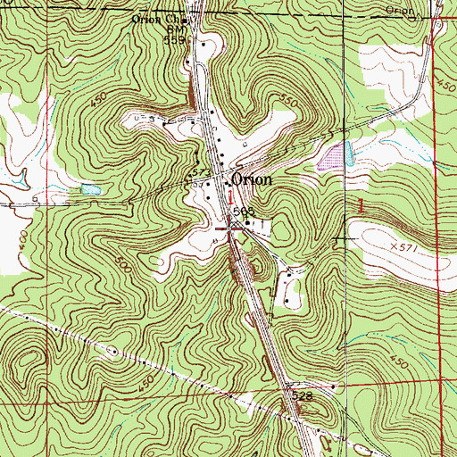 Topographic Map of Orion, AL
