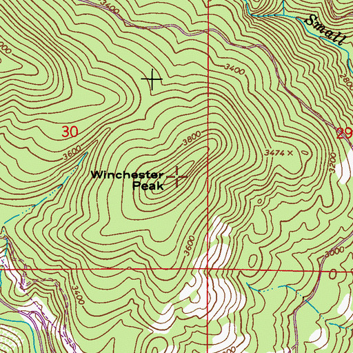 Topographic Map of Winchester Peak, WA