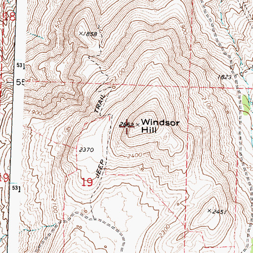Topographic Map of Windsor Hill, WA