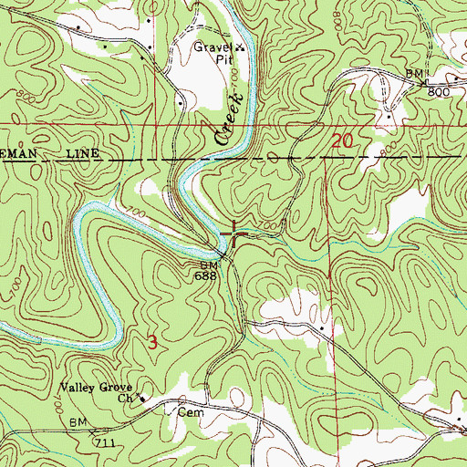 Topographic Map of Osborn Creek, AL