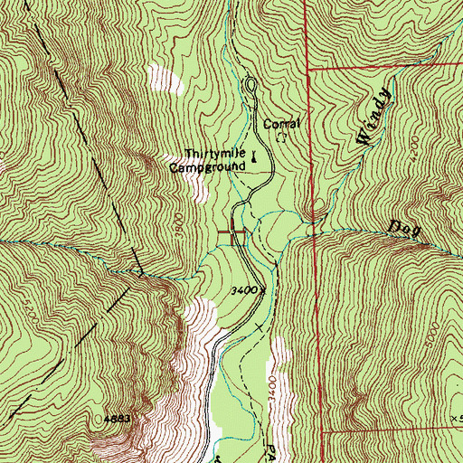 Topographic Map of Windy Creek, WA