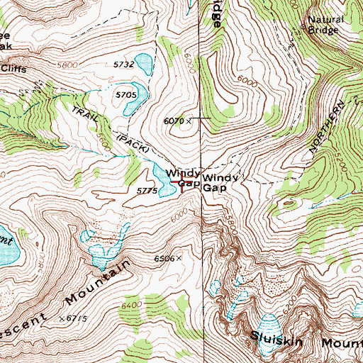 Topographic Map of Windy Gap, WA