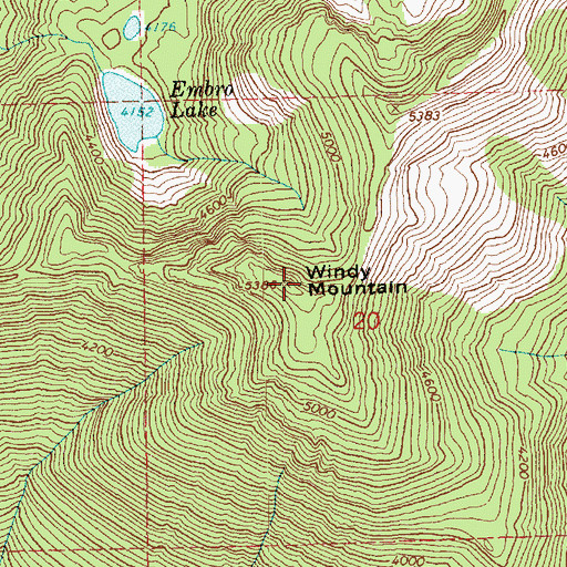 Topographic Map of Windy Mountain, WA